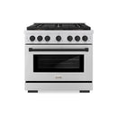 ZLINE Autograph Edition 36-Inch 5.2 cu. ft. Paramount Dual Fuel Range with 6 Burner DuoPro™ Cooktop and Electric Convection Oven in Stainless Steel and Matte Black Accents (PSDRZ-36-MB)