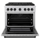 ZLINE Autograph Edition 36-Inch 5.2 cu. ft. Paramount Dual Fuel Range with 6 Burner DuoPro™ Cooktop and Electric Convection Oven in Stainless Steel and Matte Black Accents (PSDRZ-36-MB)