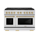 ZLINE Autograph Edition 48-Inch 6.7 cu. ft. Paramount Dual Fuel Range with 8 Burner DuoPro™ Cooktop and Dual Ovens in Stainless Steel and Champagne Bronze Accents (PSDRZ-48-CB)