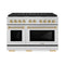 ZLINE Autograph Edition 48-Inch 6.7 cu. ft. Paramount Dual Fuel Range with 8 Burner DuoPro™ Cooktop and Dual Ovens in Stainless Steel and Polished Gold Accents (PSDRZ-48-G)