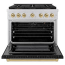 ZLINE Autograph Edition 36-Inch 5.2 cu. ft. Paramount Dual Fuel Range with 6 Burner DuoPro™ Cooktop and Electric Convection Oven with Black Matte Door and Champagne Bronze Accents (PSDRZ-BLM-36-CB)