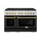 ZLINE Autograph Edition 48-Inch 6.7 cu. ft. Paramount Dual Fuel Range with 8 Burner DuoPro™ Cooktop and Dual Ovens with Black Matte Doors and Champagne Bronze Accents (PSDRZ-BLM-48-CB)