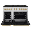 ZLINE Autograph Edition 48-Inch 6.7 cu. ft. Paramount Dual Fuel Range with 8 Burner DuoPro™ Cooktop and Dual Ovens with Black Matte Doors and Champagne Bronze Accents (PSDRZ-BLM-48-CB)