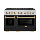 ZLINE Autograph Edition 48-Inch 6.7 cu. ft. Paramount Dual Fuel Range with 8 Burner DuoPro™ Cooktop and Dual Ovens with Black Matte Doors and Polished Gold Accents (PSDRZ-BLM-48-G)