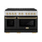ZLINE Autograph Edition 48-Inch 6.7 cu. ft. Paramount Dual Fuel Range with 8 Burner DuoPro™ Cooktop and Dual Ovens with Black Matte Doors and Polished Gold Accents (PSDRZ-BLM-48-G)