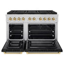 ZLINE Autograph Edition 48-Inch 6.7 cu. ft. Paramount Dual Fuel Range with 8 Burner DuoPro™ Cooktop and Dual Ovens with Black Matte Doors and Polished Gold Accents (PSDRZ-BLM-48-G)