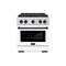 ZLINE Autograph Edition 30-Inch 4.2 cu. ft. Paramount Dual Fuel Range with 4 Burner DuoPro™ Cooktop and Electric Convection Oven in Stainless Steel with White Matte Door and Matte Black Accents (PSDRZ-WM-30-MB)