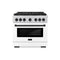 ZLINE Autograph Edition 36-Inch 5.2 cu. ft. Paramount Dual Fuel Range with 6 Burner DuoPro™ Cooktop and Electric Convection Oven with White Matte Door and Matte Black Accents (PSDRZ-WM-36-MB)