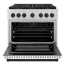 ZLINE Autograph Edition 36-Inch 5.2 cu. ft. Paramount Dual Fuel Range with 6 Burner DuoPro™ Cooktop and Electric Convection Oven with White Matte Door and Matte Black Accents (PSDRZ-WM-36-MB)