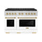 ZLINE Autograph Edition 48-Inch 6.7 cu. ft. Paramount Dual Fuel Range with 8 Burner DuoPro™ Cooktop and Dual Ovens with White Matte Doors and Champagne Bronze Accents (PSDRZ-WM-48-CB)