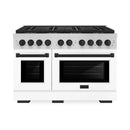 ZLINE Autograph Edition 48-Inch 6.7 cu. ft. Paramount Dual Fuel Range with 8 Burner DuoPro™ Cooktop and Dual Ovens with White Matte Doors and Matte Black Accents (PSDRZ-WM-48-MB)