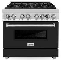 ZLINE 36-inch Legacy Series Dual Fuel Range with Black Matte Door (RA-BLM-36)