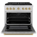 ZLINE Autograph 36-Inch Paramount Dual Fuel Range in Stainless Steel with Bronze Helix Handle (SDRZ-36-KCB)