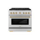 ZLINE Autograph 36-Inch Paramount Dual Fuel Range in Stainless Steel with Gold Helix Handle (SDRZ-36-KG)
