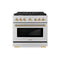 ZLINE Autograph 36-Inch Paramount Dual Fuel Range in Stainless Steel with Gold Helix Handle (SDRZ-36-KG)