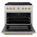 ZLINE Autograph 36-Inch Paramount Dual Fuel Range in Stainless Steel with Gold Helix Handle (SDRZ-36-KG)