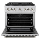 ZLINE Autograph 36-Inch Paramount Dual Fuel Range in Stainless Steel with Nickel Helix Handle (SDRZ-36-KPN)