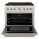ZLINE Autograph 36-Inch Paramount DuoPro Dual Fuel Range in Stainless Steel with Bronze Helix Handle (PSDRZ-36-KCB)
