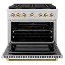 ZLINE Autograph 36-Inch Paramount DuoPro Dual Fuel Range in Stainless Steel with Gold Helix Handle (PSDRZ-36-KG)