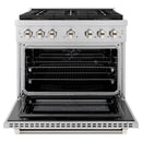 ZLINE Autograph 36-Inch Paramount DuoPro Dual Fuel Range in Stainless Steel with Nickel Helix Handle (PSDRZ-36-KPN)