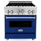 ZLINE 30-Inch Professional Gas on Gas Range in Stainless Steel with Blue Gloss Door (RG-BG-30)