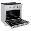 ZLINE 30-Inch 4.2 cu. ft. Paramount Dual Fuel Range with Gas Cooktop and Electric Convection Oven in Stainless Steel with 4 Brass Burners (SDR-BR-30)