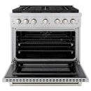 ZLINE 36-Inch 5.2 cu. ft. Paramount Dual Fuel Range with Gas Cooktop and Electric Convection Oven in Stainless Steel with 6 Brass Burners (SDR-BR-36)