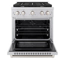 ZLINE 5-Piece Appliance Package - 30-Inch Paramount Dual Fuel Range, Wall Mount Range Hood, 36-Inch French Door Refrigerator, Dishwasher, and 30-Inch Microwave Drawer in Stainless Steel