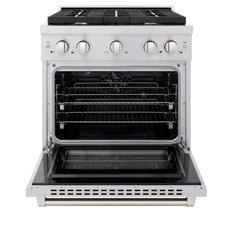 ZLINE 30-Inch 4.2 cu. ft. Paramount Dual Fuel Range with 4 Burner Gas Cooktop and Electric Convection Oven in Stainless Steel (SDR30)