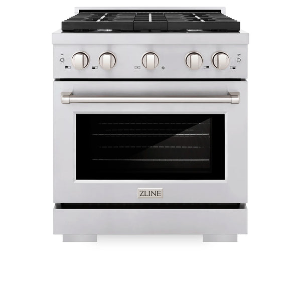 ZLINE 30-Inch 4.2 cu. ft. Paramount Dual Fuel Range with 4 Burner Gas Cooktop and Electric Convection Oven in Stainless Steel (SDR30)