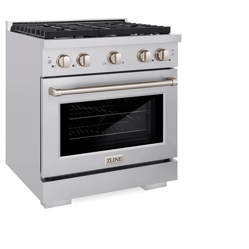 ZLINE 30-Inch 4.2 cu. ft. Paramount Dual Fuel Range with 4 Burner Gas Cooktop and Electric Convection Oven in Stainless Steel (SDR30)