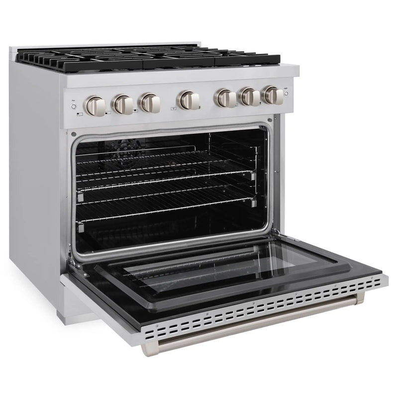 ZLINE 36-Inch 5.2 cu. ft. Paramount Dual Fuel Range with 6 Burner Gas Cooktop and Electric Convection Oven in Stainless Steel (SDR36)