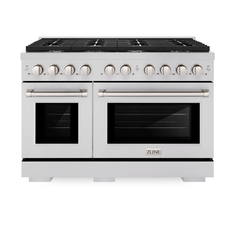 ZLINE 48-Inch 6.7 cu. ft. Paramount Double Oven Dual Fuel Range with 8 Burner Gas Cooktop in Stainless Steel (SDR48)