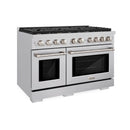 ZLINE 4-Piece Appliance Package - 48-Inch Paramount Dual Fuel Range, Wall Mount Range Hood, 36-Inch French Door Refrigerator with Water Dispenser, Dishwasher, in Stainless Steel