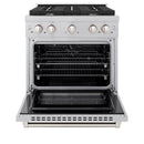 ZLINE 30-Inch 4.2 cu. ft. Paramount Dual Fuel Range with 4 Burner Gas Cooktop and Electric Convection Oven in Satin Stainless Steel (SDRS-30)