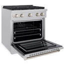 ZLINE 30-Inch 4.2 cu. ft. Paramount Dual Fuel Range with 4 Burner Gas Cooktop and Electric Convection Oven in Satin Stainless Steel (SDRS-30)