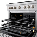 ZLINE 36-Inch 5.2 cu. ft. Paramount Dual Fuel Range with Gas Cooktop and Electric Convection Oven in Satin Stainless Steel with 6 Brass Burners (SDRS-BR-36)