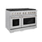 ZLINE 48-Inch 6.7 cu. ft. Paramount Double Oven Dual Fuel Range with 8 Burner Gas Cooktop in DuraSnow Stainless Steel (SDRS-48)