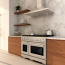 ZLINE 48-Inch 6.7 cu. ft. Paramount Double Oven Dual Fuel Range with 8 Burner Gas Cooktop in Satin Stainless Steel (SDRS-48)