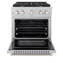 ZLINE 30-Inch 4.2 cu. ft. Paramount Dual Fuel Range with Gas Cooktop and Electric Convection Oven in Satin Stainless Steel with 4 Brass Burners (SDRS-BR-30)