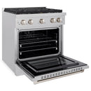 ZLINE 30-Inch 4.2 cu. ft. Paramount Dual Fuel Range with Gas Cooktop and Electric Convection Oven in Satin Stainless Steel with 4 Brass Burners (SDRS-BR-30)