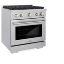 ZLINE 30-Inch 4.2 cu. ft. Paramount Dual Fuel Range with Gas Cooktop and Electric Convection Oven in Satin Stainless Steel with 4 Brass Burners (SDRS-BR-30)