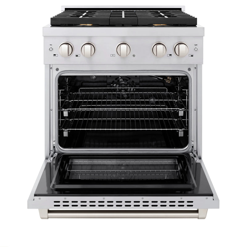 ZLINE 30-Inch Paramount Gas Range with 4.2 cu. ft.  Convection Gas Oven in Stainless Steel with 4 Brass Burners (SGR-BR-30)