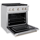 ZLINE 30-Inch Paramount Gas Range with 4.2 cu. ft.  Convection Gas Oven in Stainless Steel with 4 Brass Burners (SGR-BR-30)