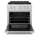 ZLINE 3-Piece Appliance Package - 30-Inch Gas Range, Premium Hood & Microwave Oven in Stainless Steel (3KP-SGRRHMWO-30)