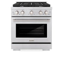 ZLINE 5-Piece Appliance Package - 30-Inch Paramount Gas Range, Wall Mount Range Hood, 36-Inch French Door Refrigerator, Dishwasher, and 30-Inch Microwave Drawer in Stainless Steel