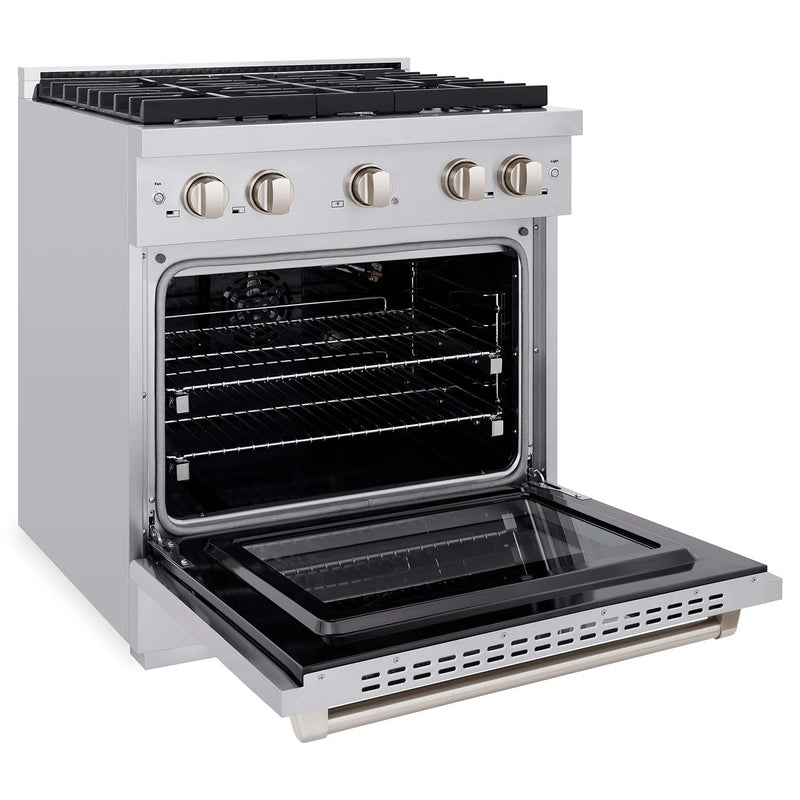 ZLINE 3-Piece Appliance Package - 30-inch Gas Range, Tall Tub Dishwasher & Over-the-Range Microwave (3KP-SGROTRH30-DWV)