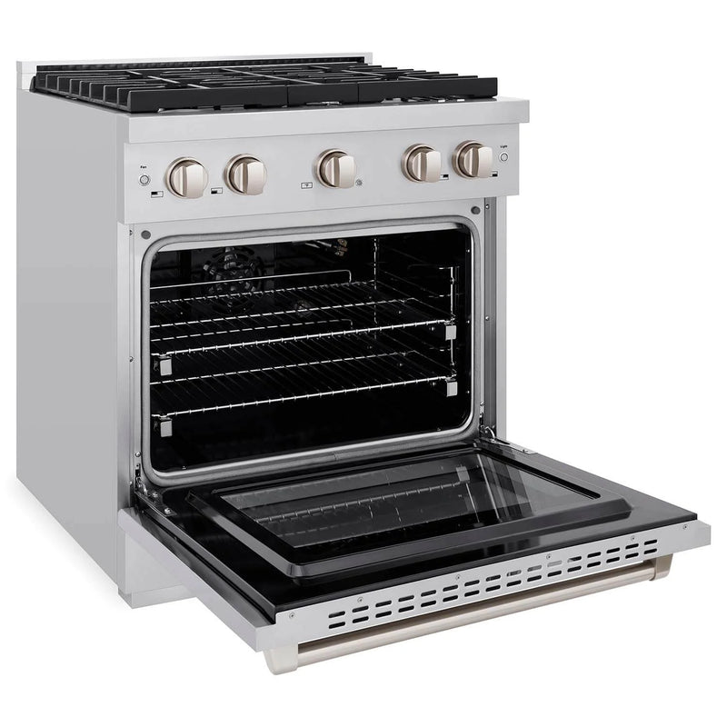 ZLINE 30-Inch Gas Range with 4 Burners and 4.2 cu. ft. Convection Gas Oven in Stainless Steel (SGR30)