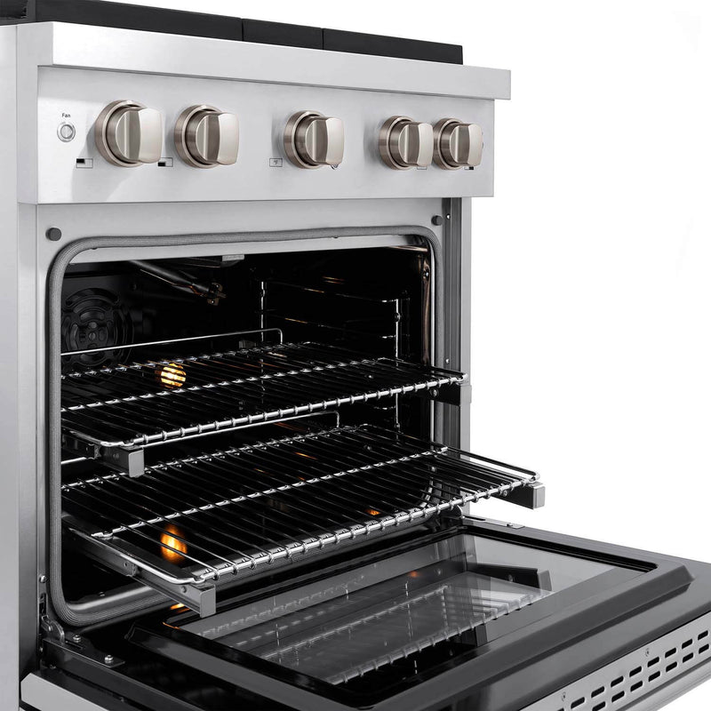 ZLINE 2-Piece Appliance Package - 30-Inch Gas Range and Over-the-Range Microwave in Stainless Steel (2KP-SGROTR30)