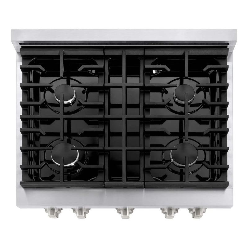 ZLINE 2-Piece Appliance Package - 30-Inch Gas Range and Over-the-Range Microwave in Stainless Steel (2KP-SGROTR30)